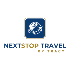 NextStop Travel logo with globe and airplane icon, travel planning service.