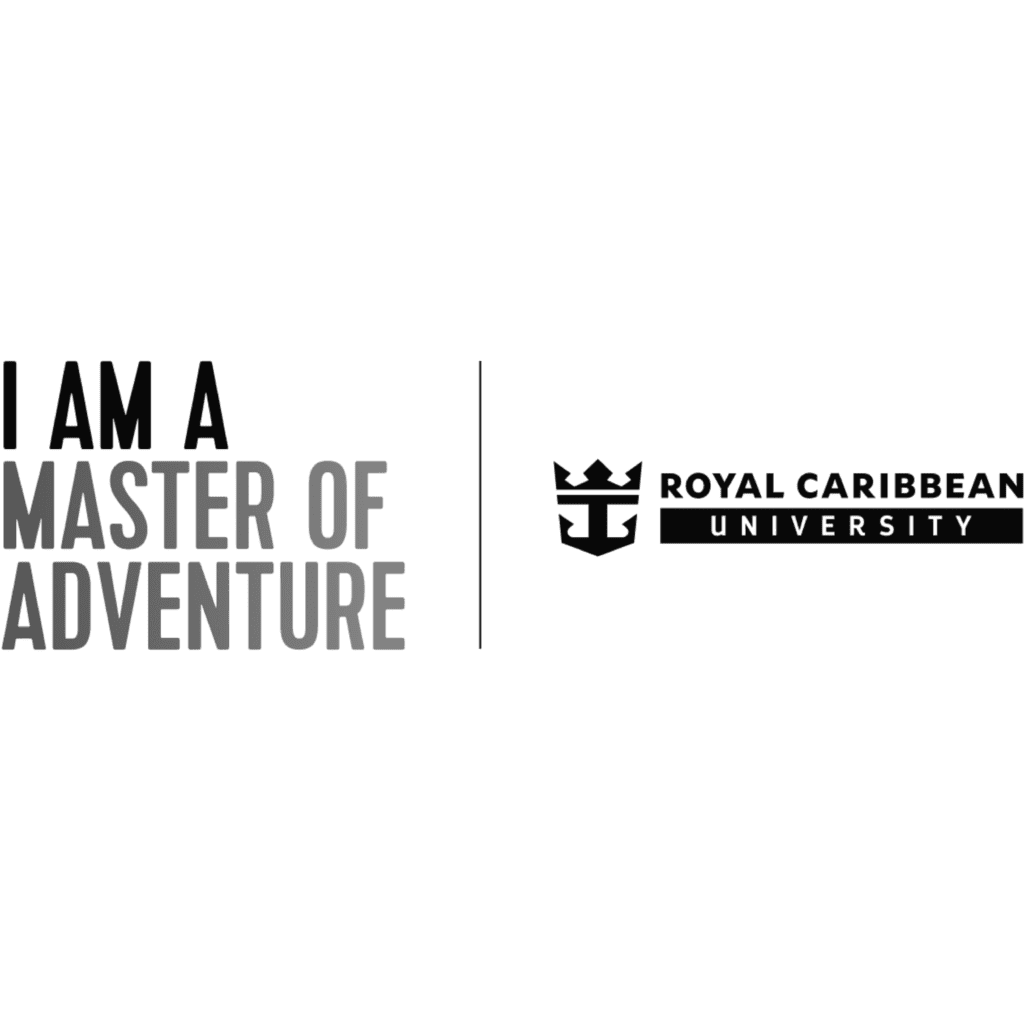 Logo of Royal Caribbean University with "Master of Adventure" text.