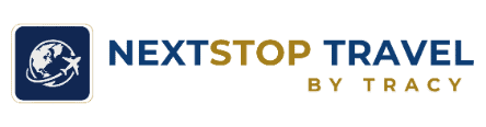 NextStop Travel logo featuring globe and airplane icon, professional branding image.